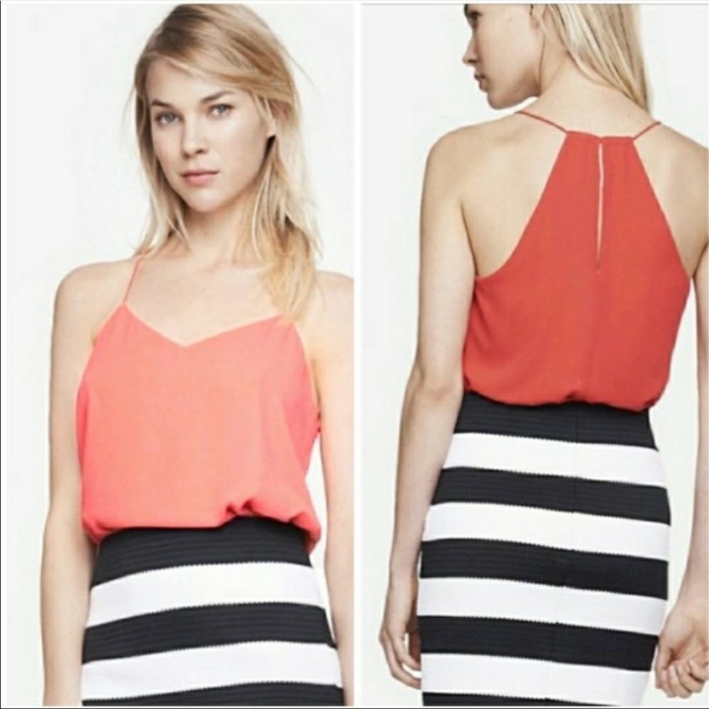 Peach/ Red Reversible Double Layer Tank